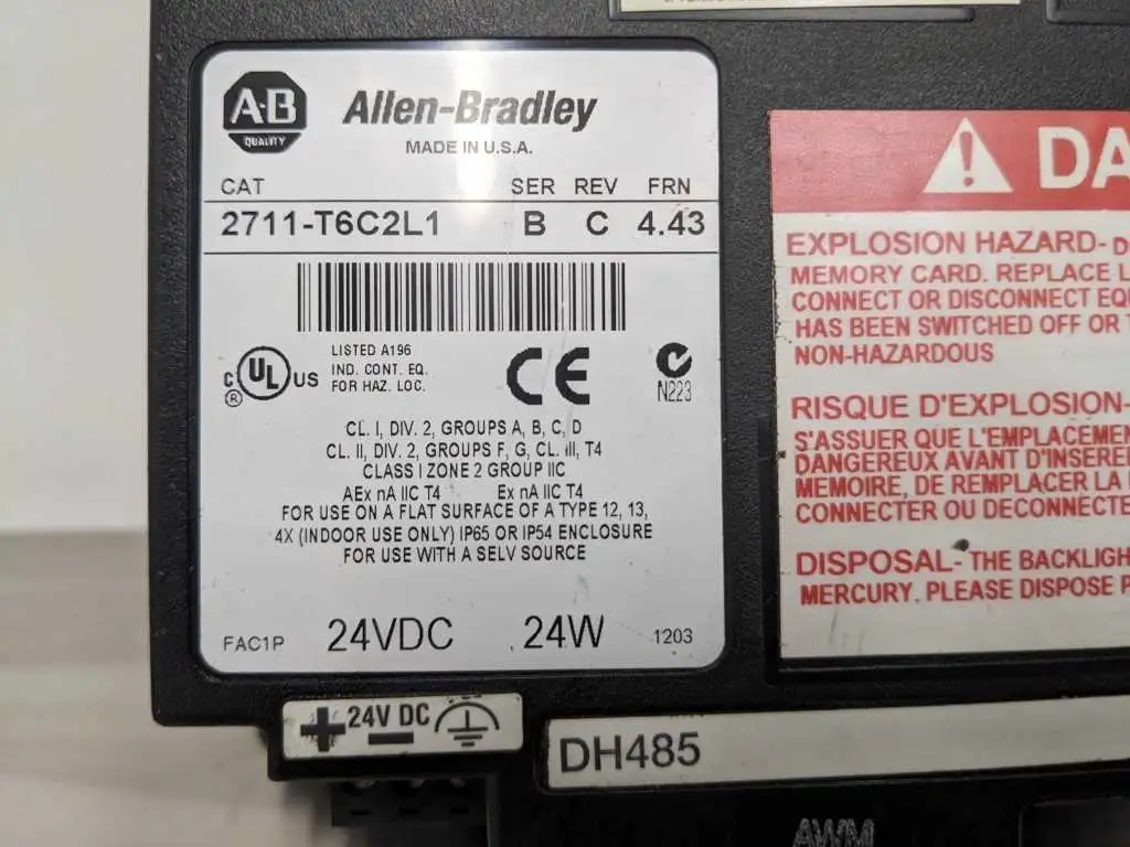 Allen-Bradley 2711-T6C2L1 PanelView 600 24, VDC 24 - Image 9