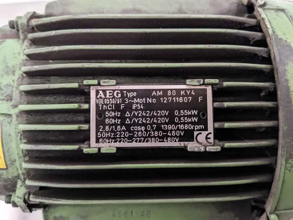 AEG AM 80 KY4 Motor 1390/1680 RPM 220-277, 380-480, VAC 2.8, 1.6 AM80KY4 - Image 6