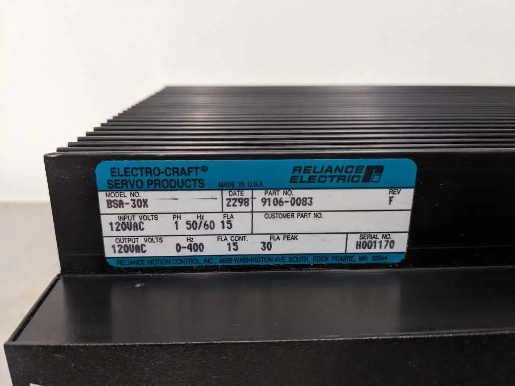 Reliance BSA-30X Electro-Craft BSA Series Brushless Servo Amplifier Rev F 0-400 Hz 9106-0083 - Image 10