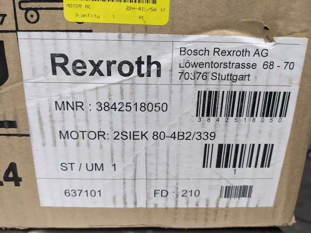 Rexroth 3842518050 AC Motor 1400, 1680 RPM 3-842-518-050 B12508073 - Image 5