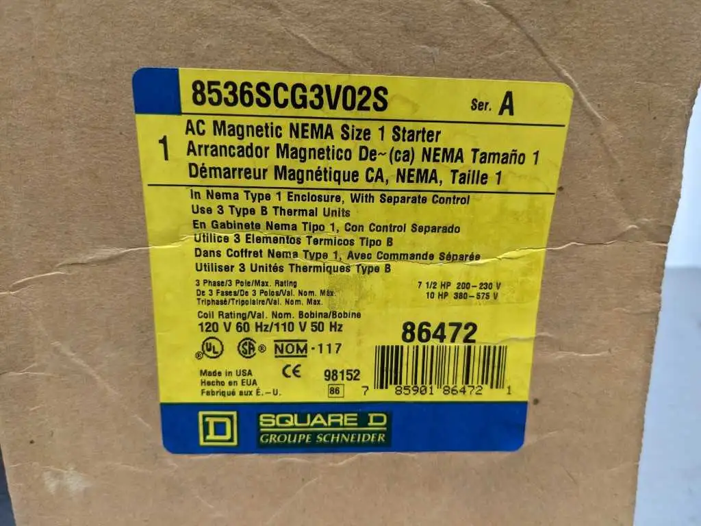 Square D 8536SCG3V02S AC Magnetic NEMA Size 1 Starter 110 120 V 50/60 Hz - Image 8