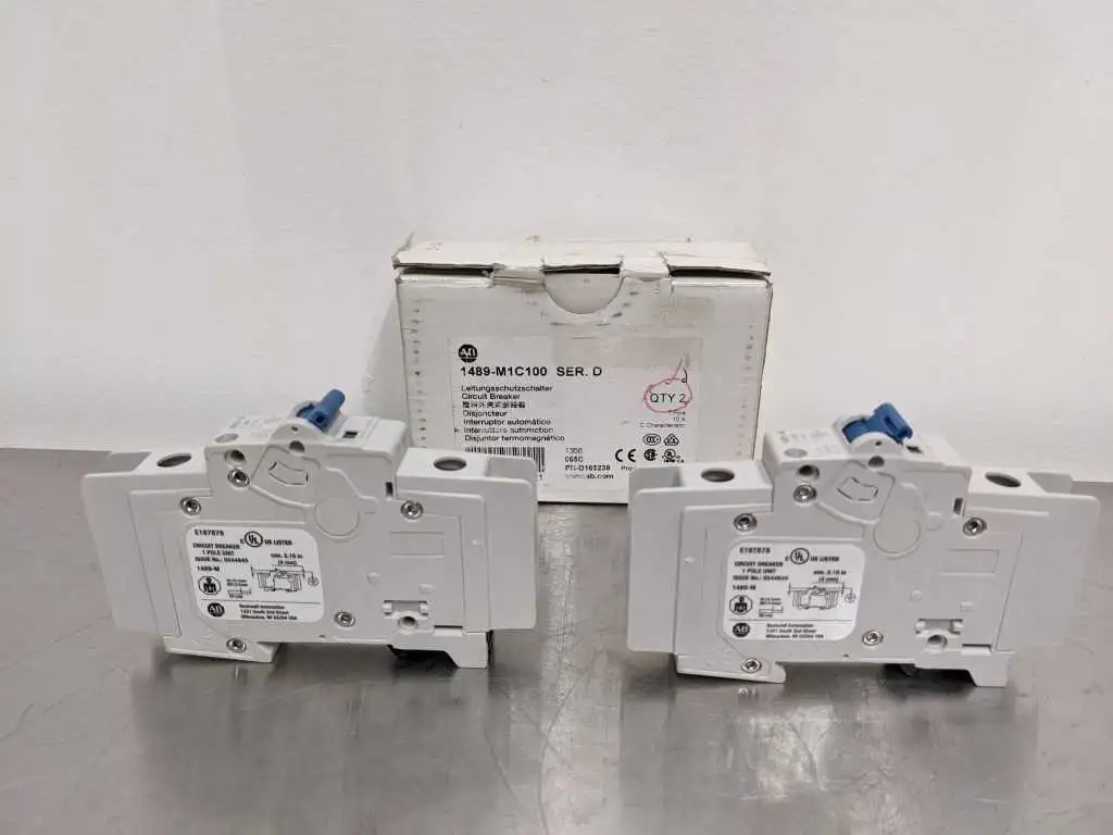 2 Pack Allen-Bradley 1489-M1C100 Circuit Breaker Ser D