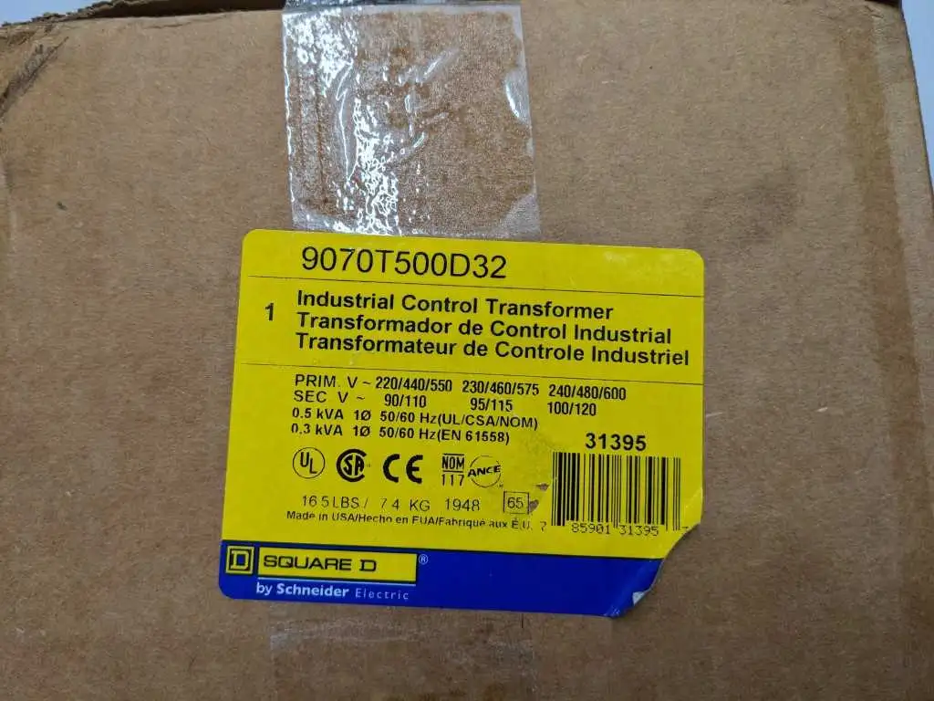 Square D 9070T500D32 Transformer 0.5 KVA/0.3 KVA Pri 220/440/550 230/460/575 240/480/600 Sec 90/110 95/115 100/120 - Image 8