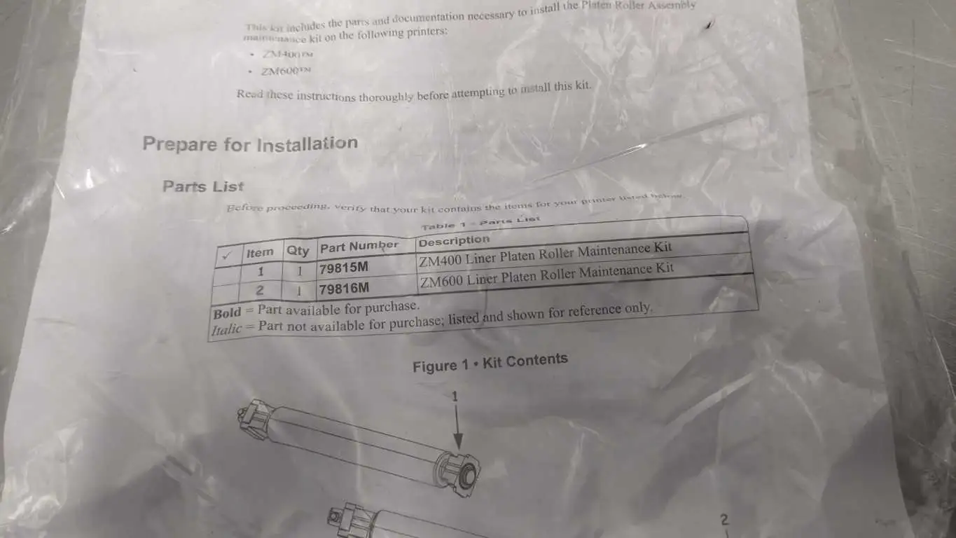 Zebra 79815M 79816M Linear Platen Roller Maintenance Kit ZM400/ZM600 - Image 3