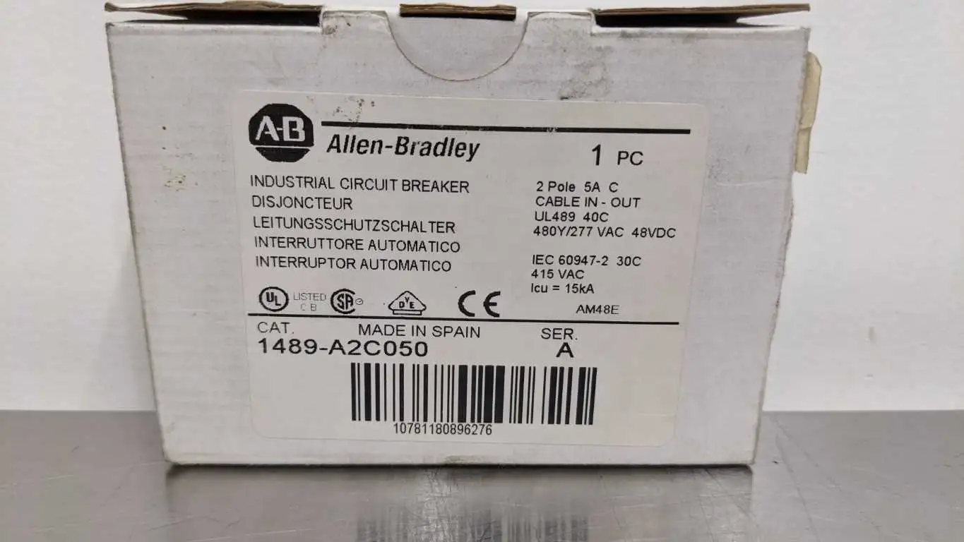 Allen-Bradley 1489-A2C050 Industrial Circuit Breaker Ser A 5A 2 Pole 480Y/277 VAC 48VDC New in Box - Image 9