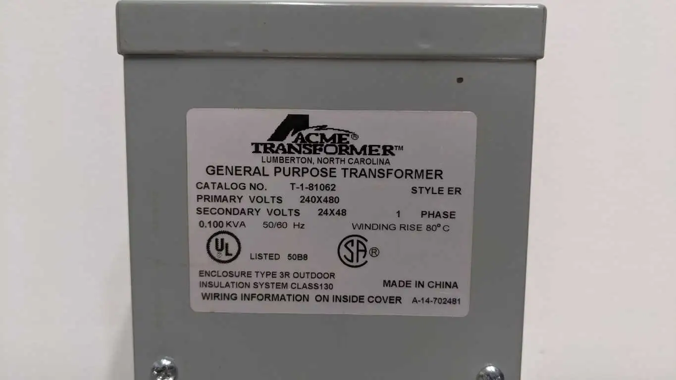 Acme T1-81062 Boost and Buck Transformer 100 VA Pri 480/240 Sec 48/24 - Image 4