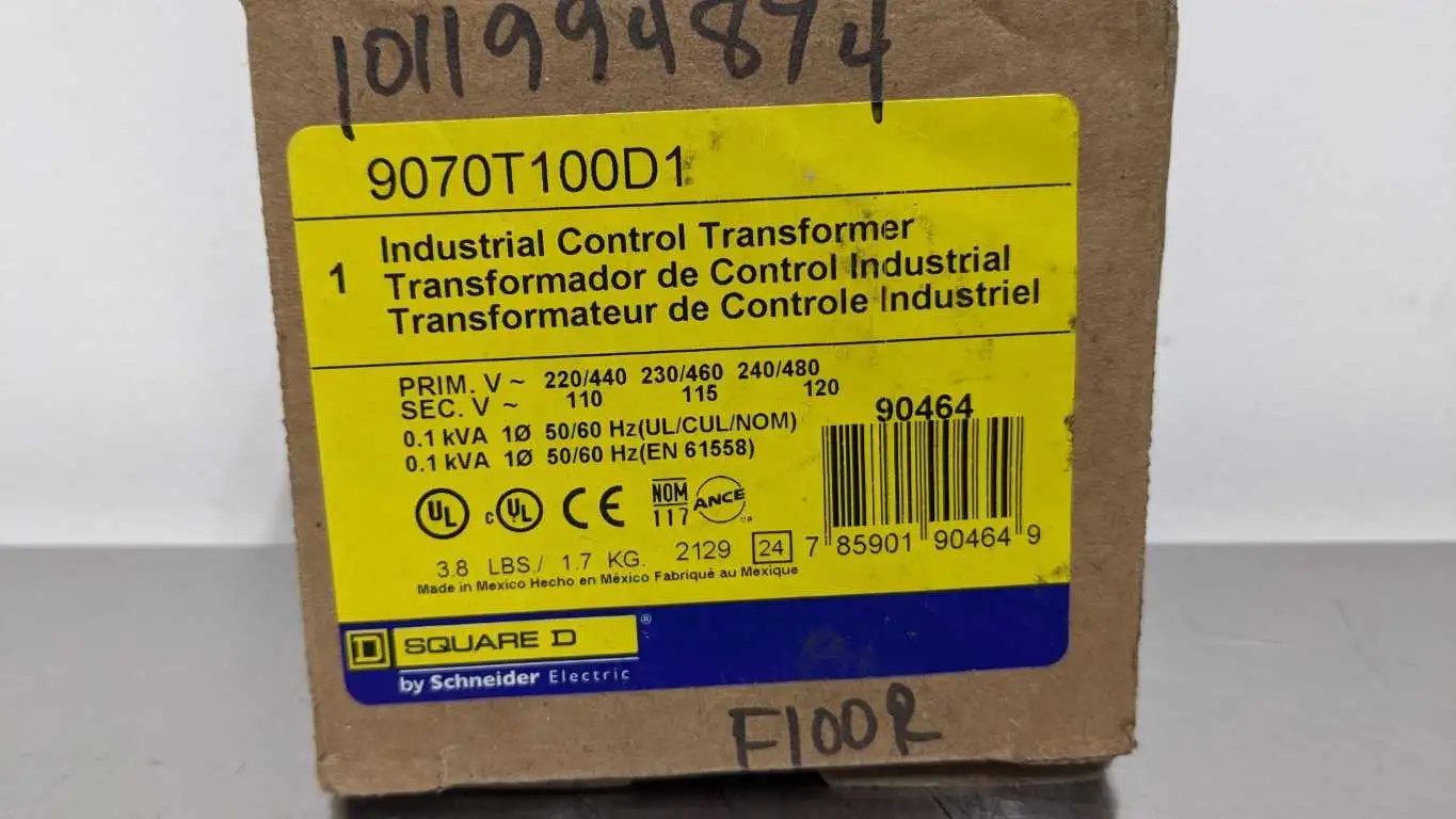 Square D 9070T100D1 Transformer 0.1kVA Pri 220/230/240/440/460/480 Sec 110/115/120 - Image 8