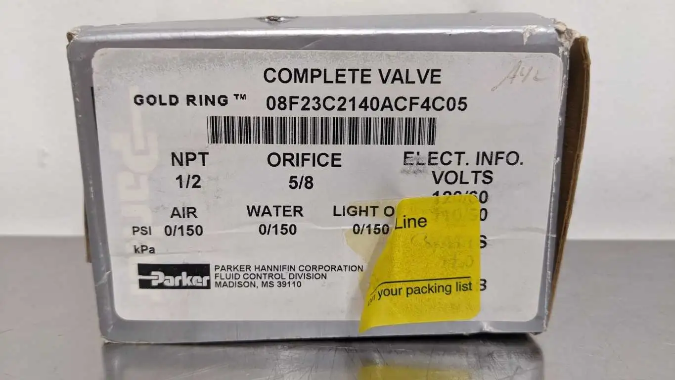 Parker 08F23C2140ACF4C05 Solenoid Valve 1/2" NPT Gold Ring Air Water Light Oil 0-150 PSI - Image 8