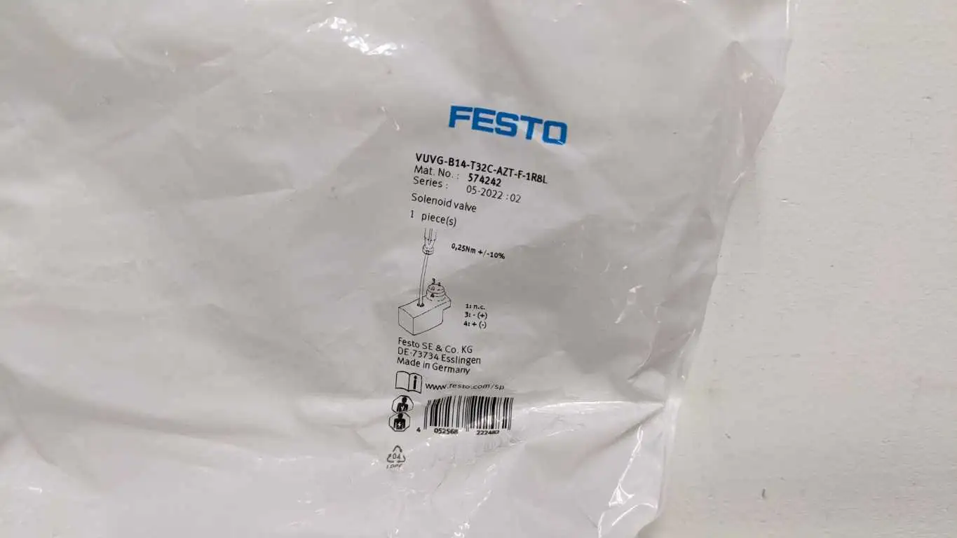 Festo VUVG-B14-T32C-AZT-F-1R8L Solenoid Valve 24VDC 574242 - Image 9