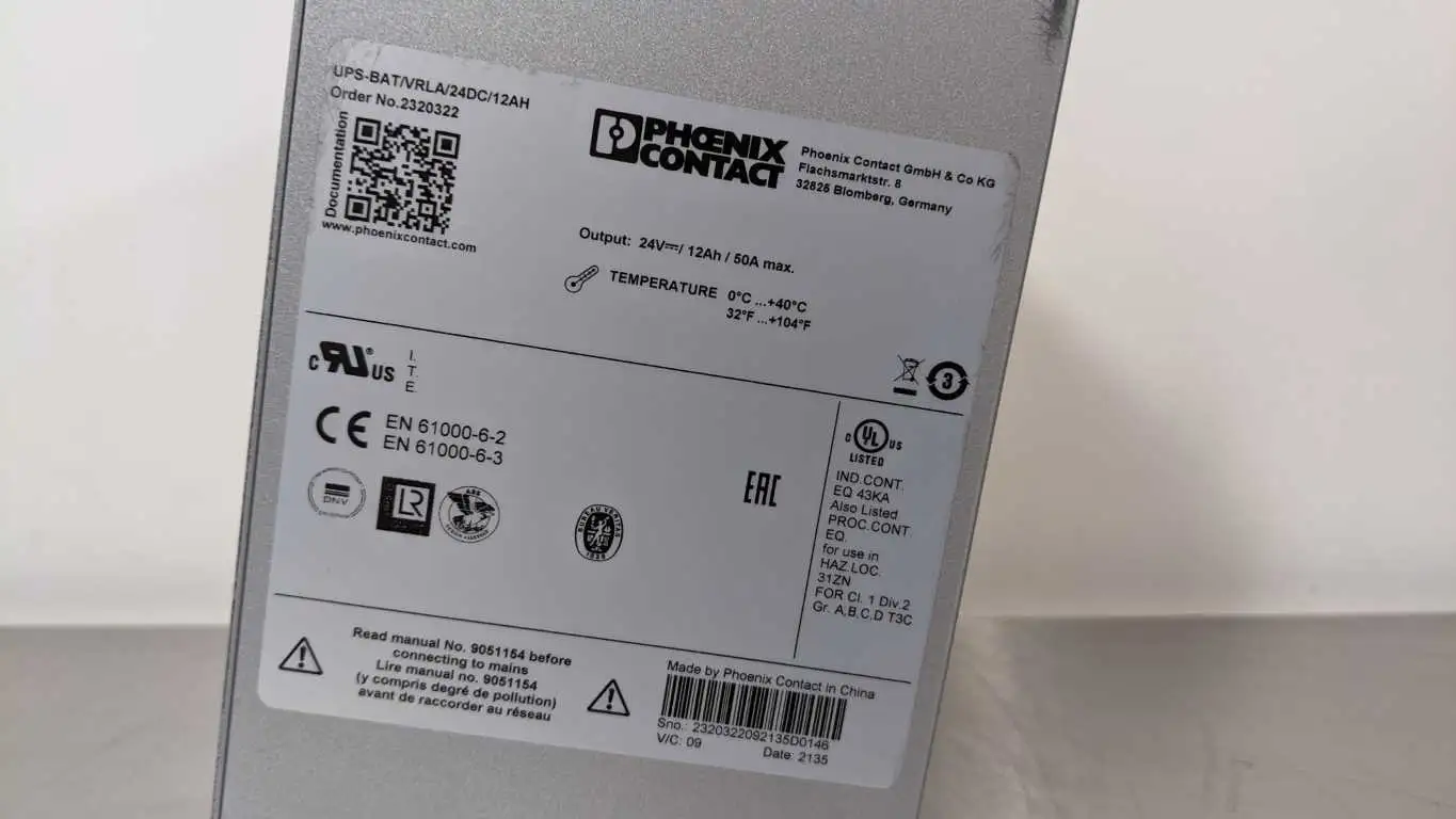 Phoenix Contact UPS-BAT/VRLA/24DC/12AH Battery Backup 12AH 24VDC - Image 13