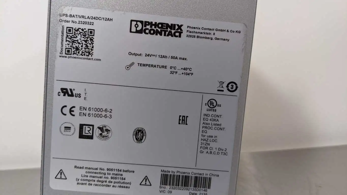 Phoenix Contact UPS-BAT/VRLA/24DC/12AH Battery Backup 12AH 24VDC - Image 15