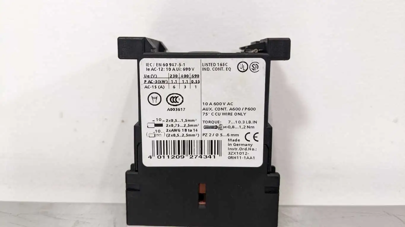 Siemens 3RH1140-1BB40 Control Relay 4NO 24VDC Coil S00 10A 230/400/690VAC 240VAC - Image 4