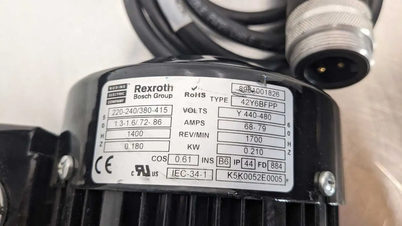 Bodine 42Y6BFPP Gearmotor 0.180/0.210Kw 1400/1700 RPM Rexroth Bosch 3 842 521 436 - Image 6
