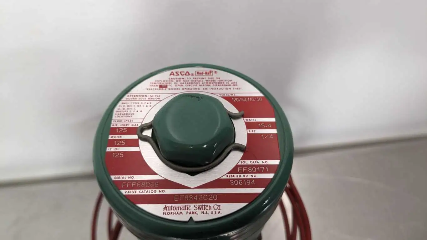 Asco EF8342C20 Dual Coil Solenoid Valve 1/4" 125 PSI Gas Water LT Oil - Image 5