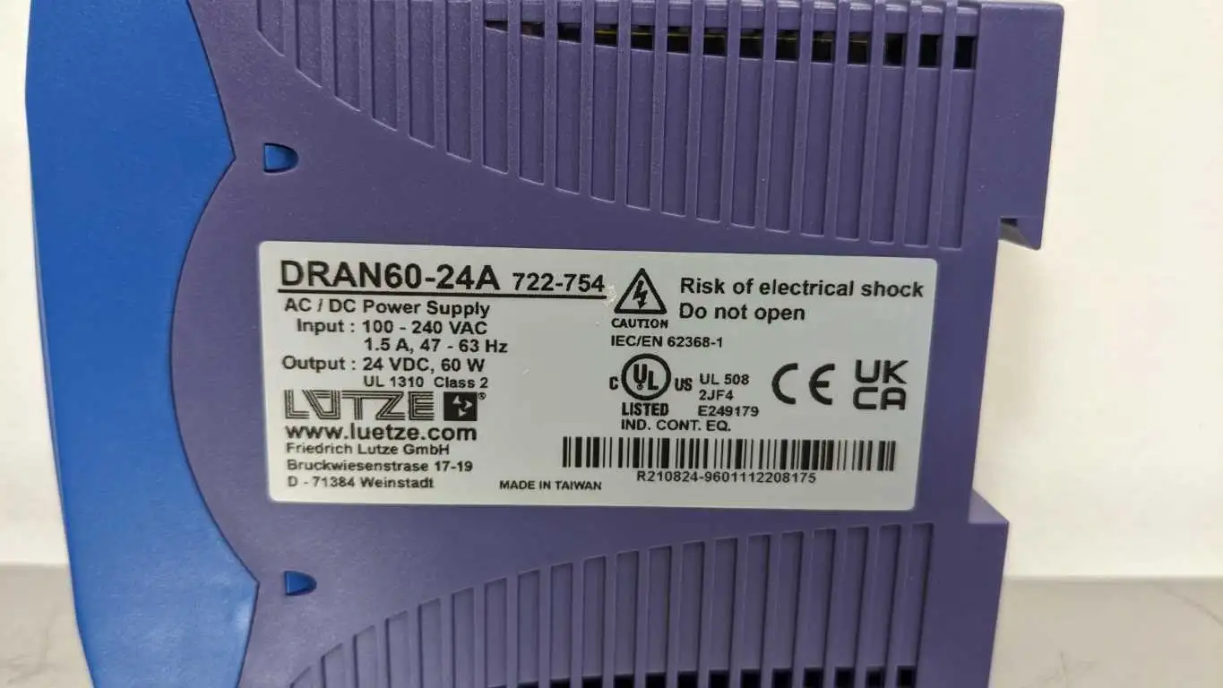 Lutze 722-754 AC/DC Power Supply 100-240VAC 24VDC DRAN60-24A - Image 5