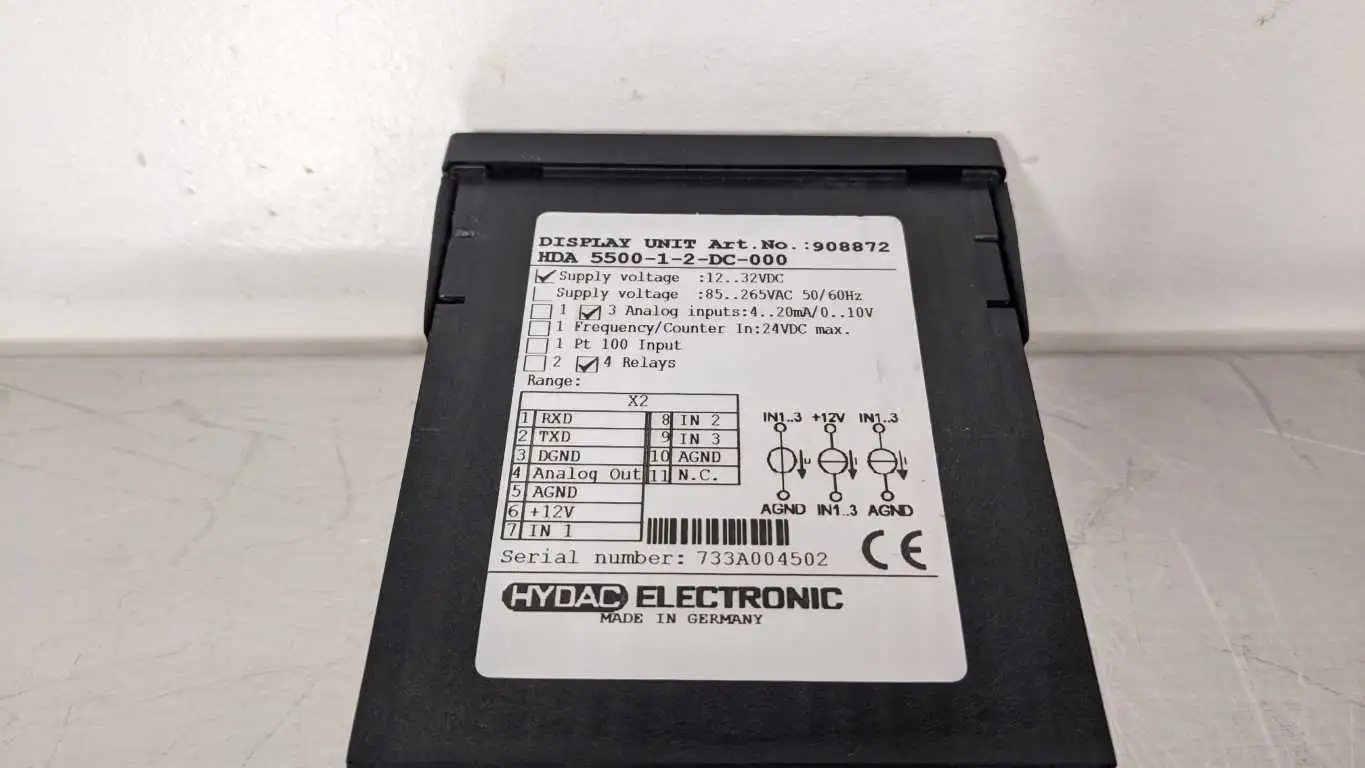 Hydac HDA 5500-1-2-DC-000 Digital Display Unit 3 Analog Inputs 4 Relays 908872 12-32VDC - Image 5