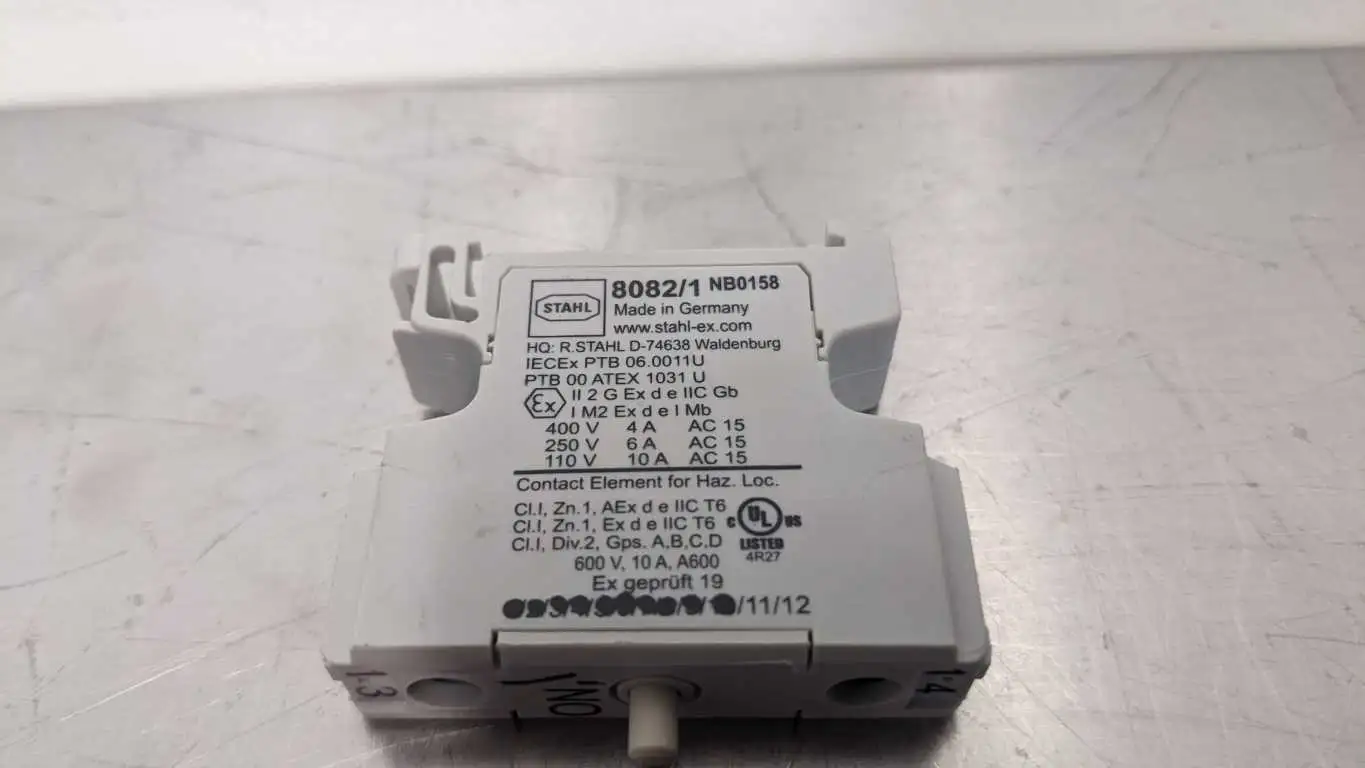 Stahl 8082/1 Contact Element 110/250/400VAC 10/6/4A NB0158 Hazardous Locations - Image 5