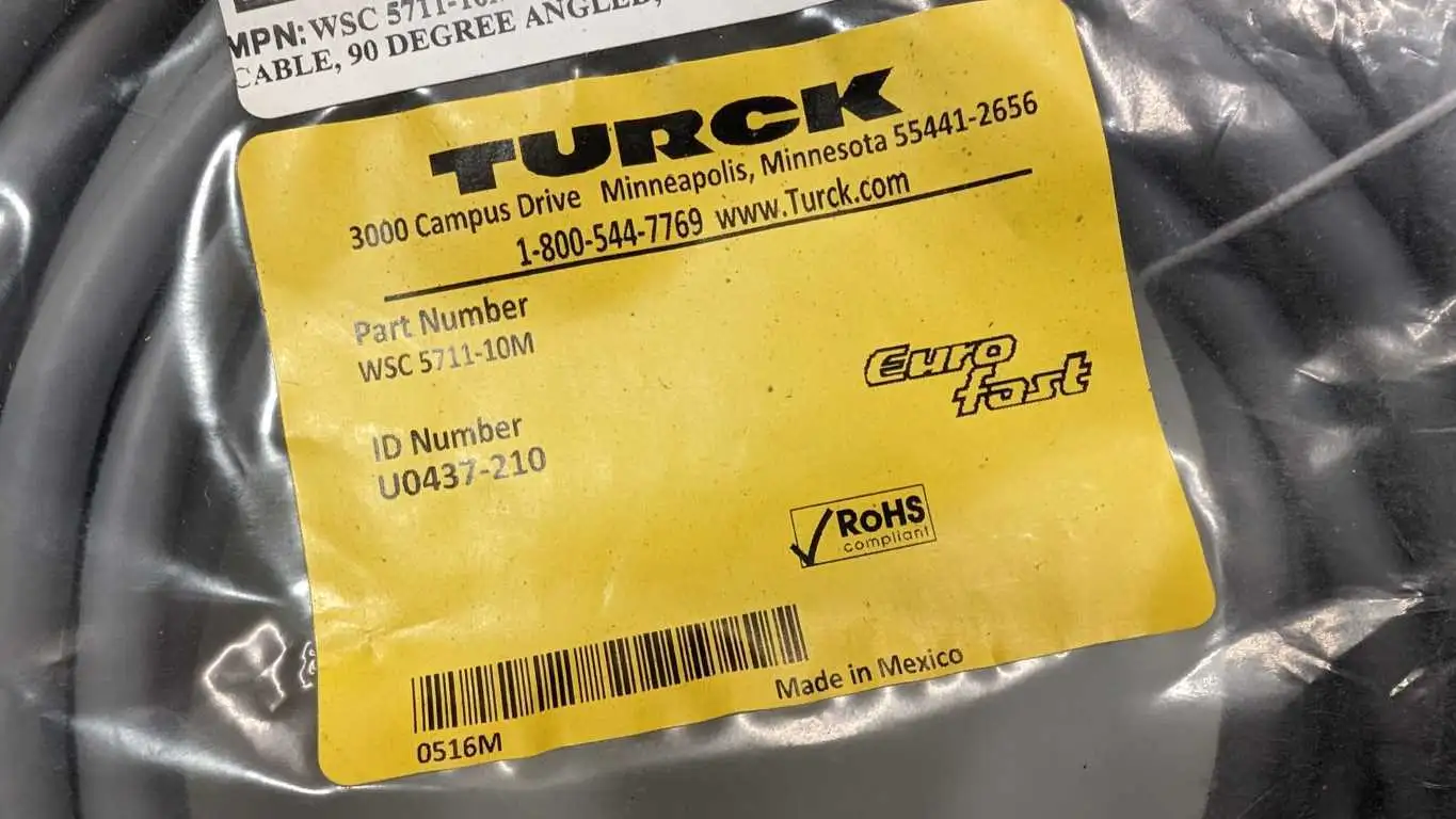 Turck WSC 5711-10M Single Ended Cordset U-0437 M12 Male Angled 5 Pin EuroFast - Image 4