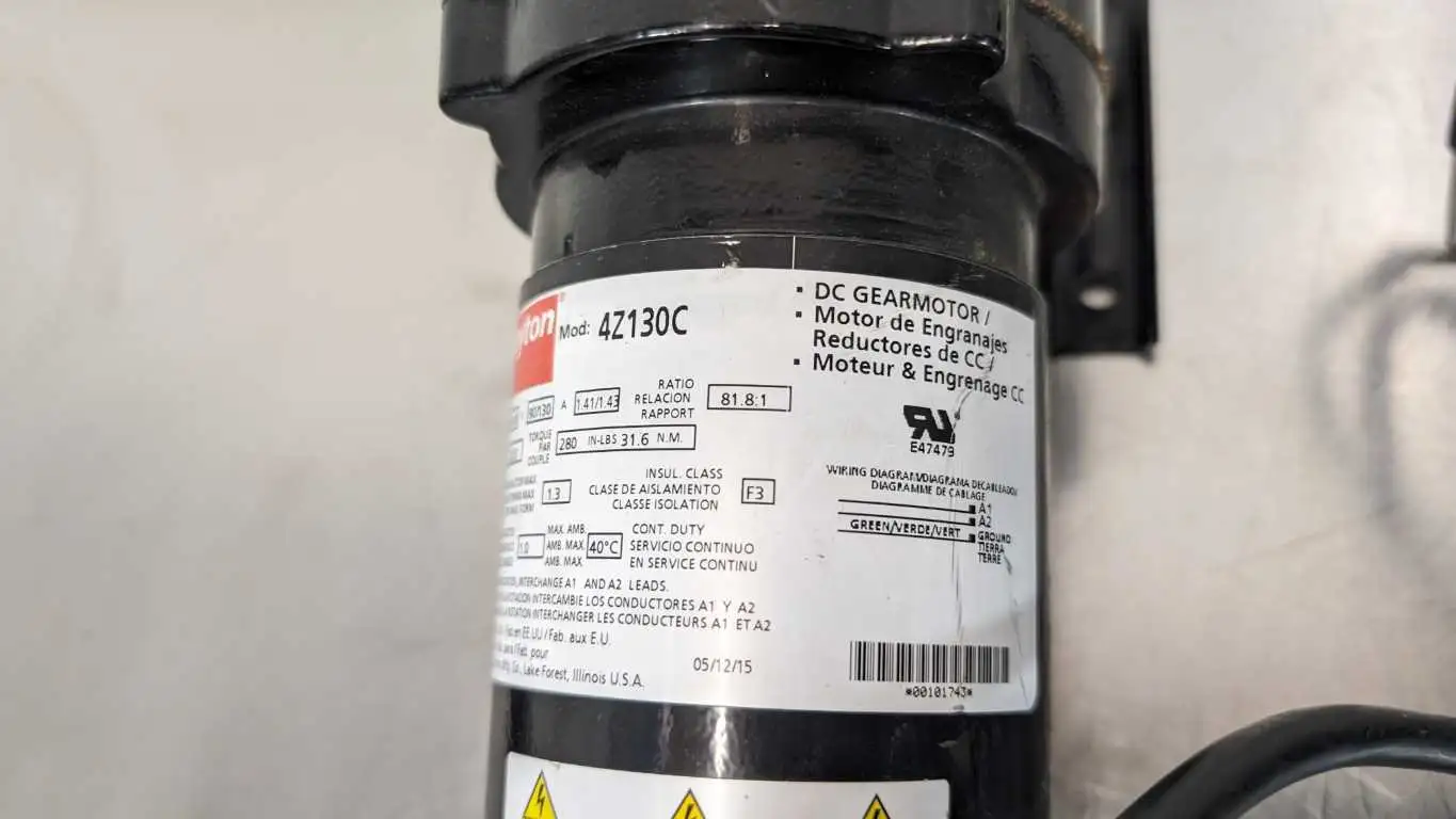 Dayton 4Z130C DC Gearmotor 1/8 - 1/6HP 81.1:1 22/33 RPM 90/130VDC - Image 5