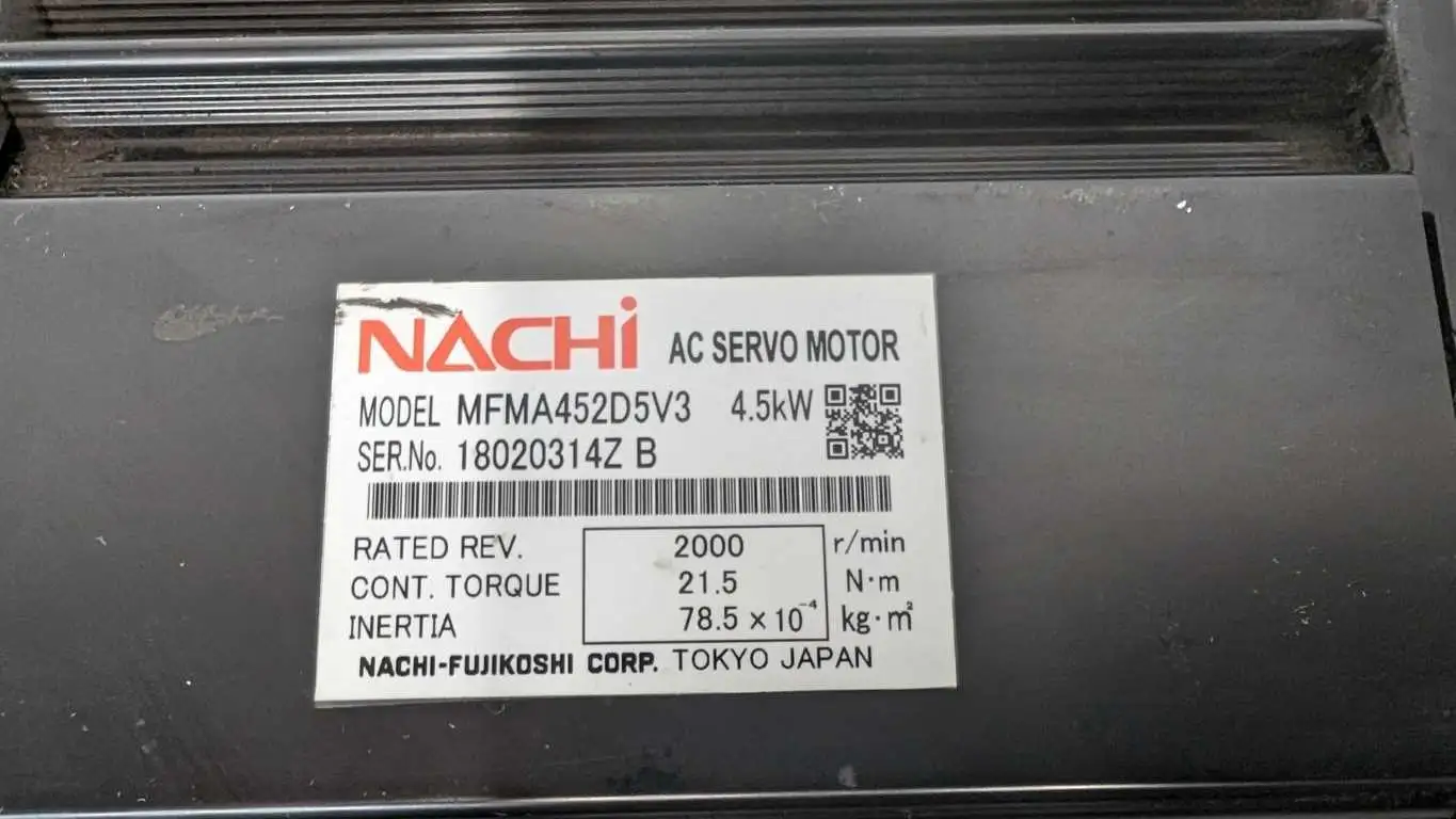 Nachi MFMA452D5V3 AC Servo Motor 2000 RPM 4.5kW 4.5kW - Image 8