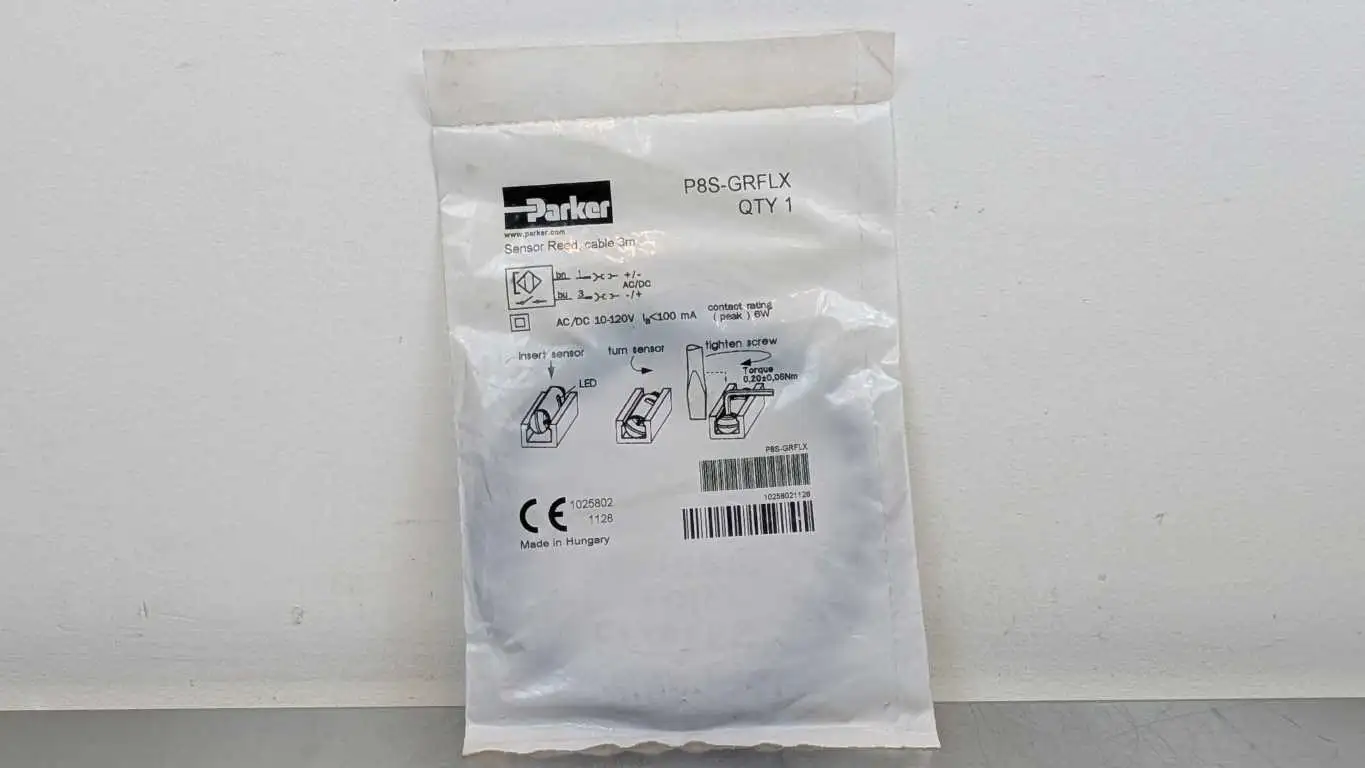 Parker P8S-GRFLX Sensor Reed 3m Cable 10-120V AC/DC 100mA 6W