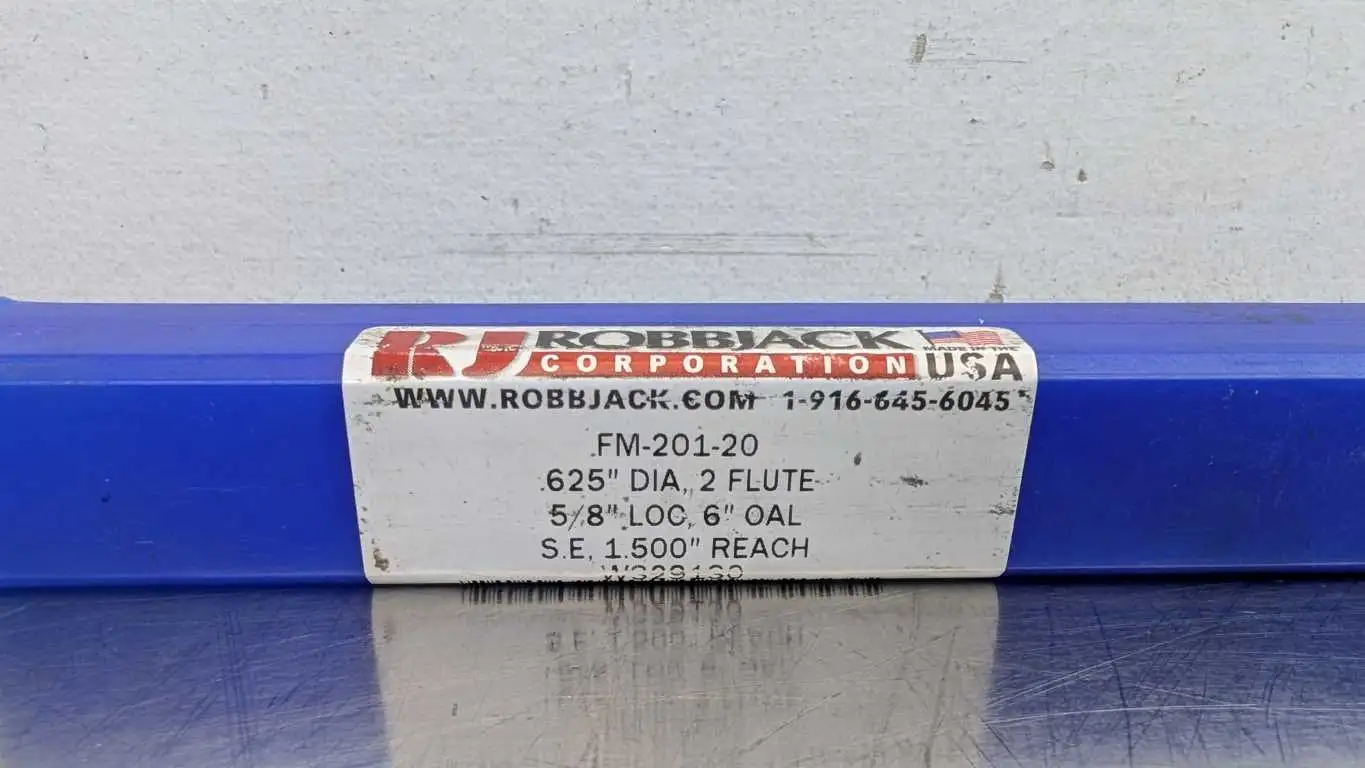 RobbJack FM-201-20 End Mill W329130 0.625" Dia 2 Flute 5/8" LOC 6" OAL S.E. CR 1.5" Reach - Image 3