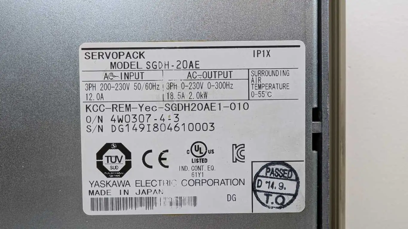 Yaskawa SGDH-20AE Servo Drive ServoPack 0-300Hz 200-230VAC 12A to 0-230VAC 18.5A - Image 7