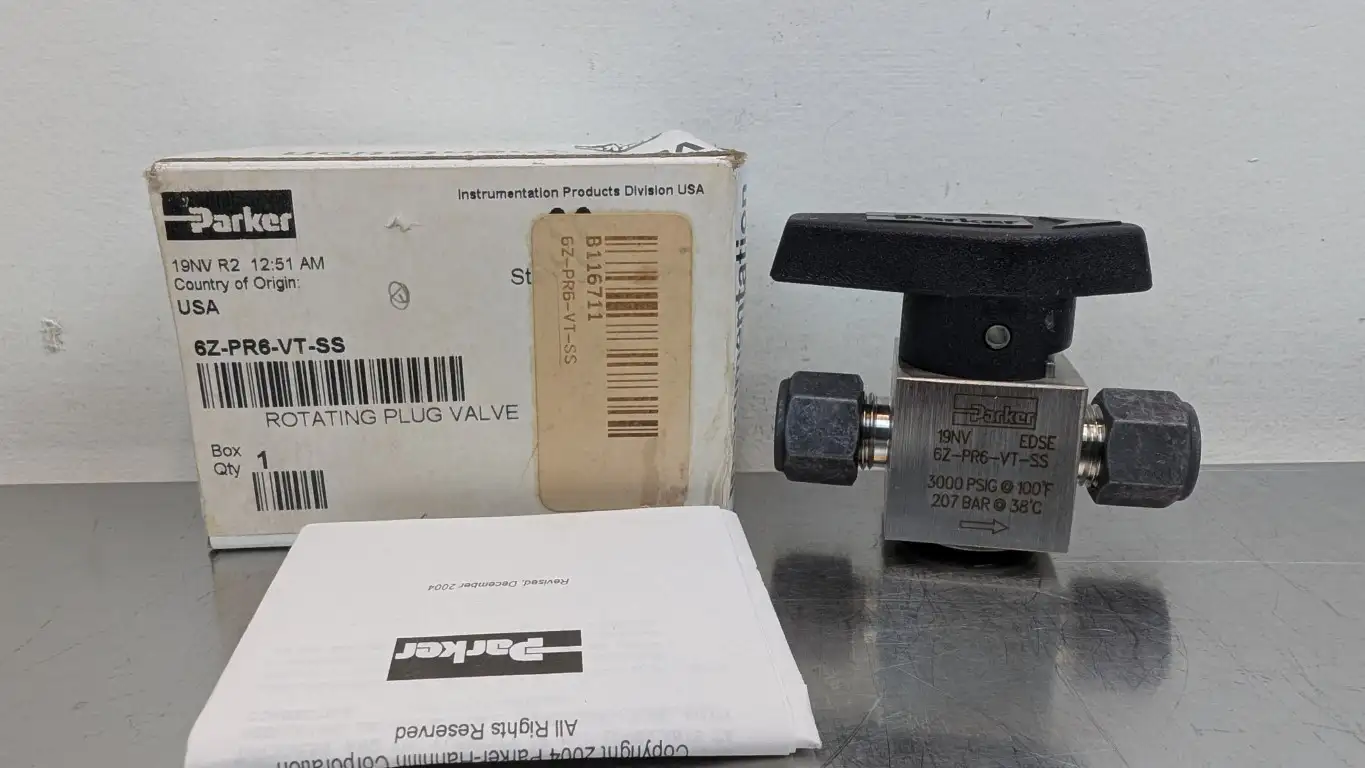 Parker 6Z-PR6-VT-SS Stainless Steel Rotating Plug Valve 3/8″ 3000 PSI