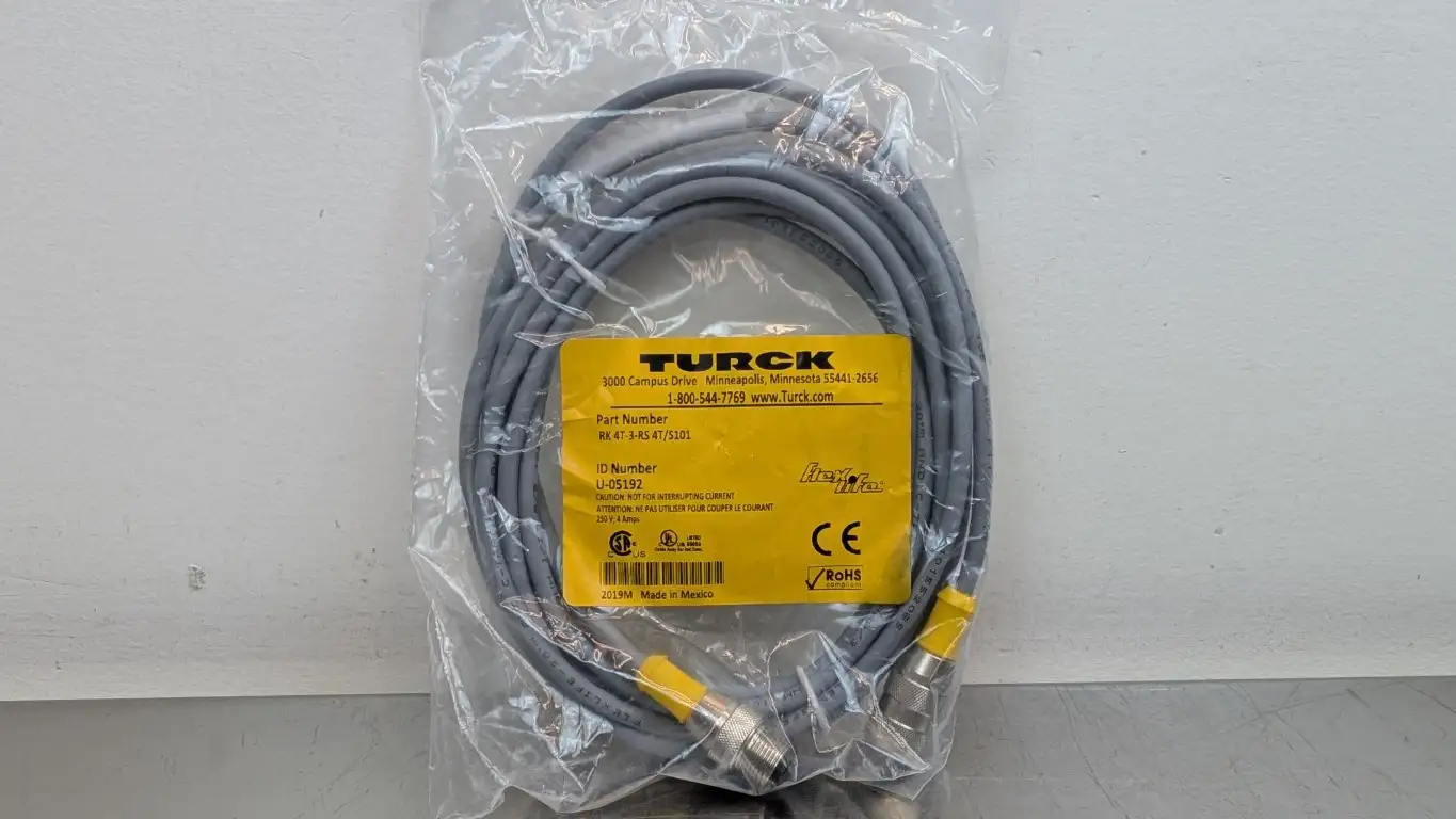 Turck RK 4T-3-RS 4T/S101 Actuator and Sensor Extension Cordset U-05192 4-Pin Straight Female/Male M12 eurofast Gray
