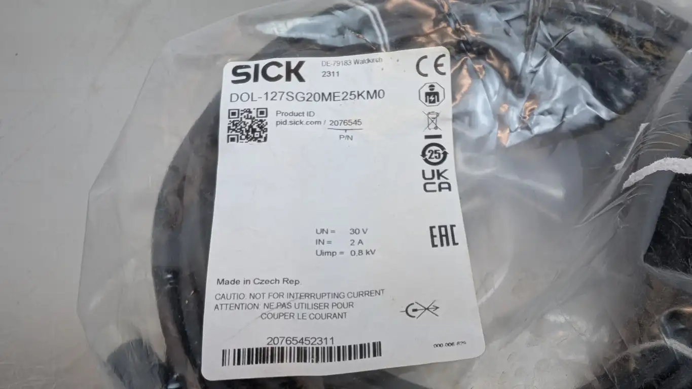 Sick DOL-127SG20ME25KM0 Cable 2076545 20m 8-Pin Straight Female to 7-Wire Shielded Black - Image 3