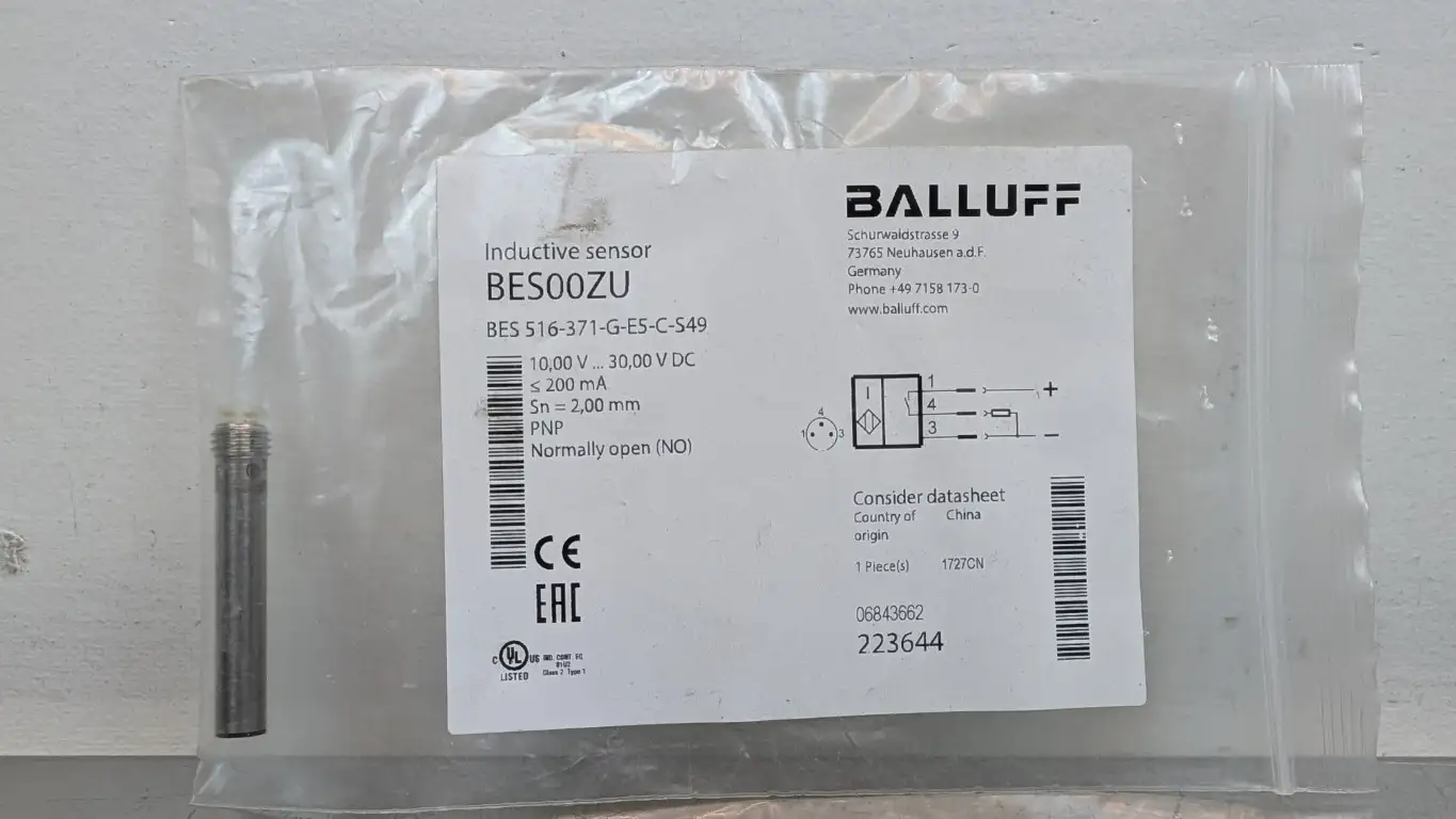 Balluff BES00ZU Inductive Sensor BES 516-371-G-E5-C-S49 2mm 10-30VDC 200mA NO