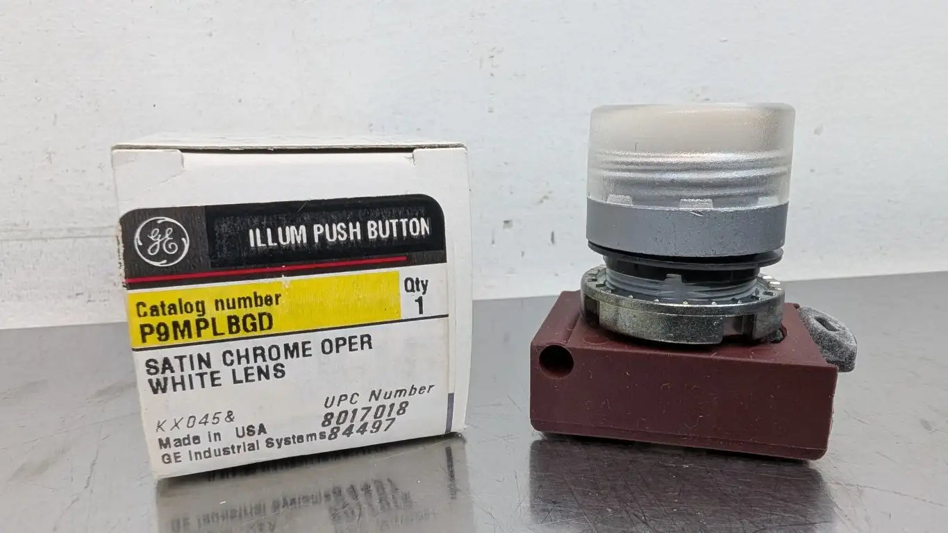 GE P9MPLBGD Momentary Standard Pushbutton Satin Chrome 22mm White