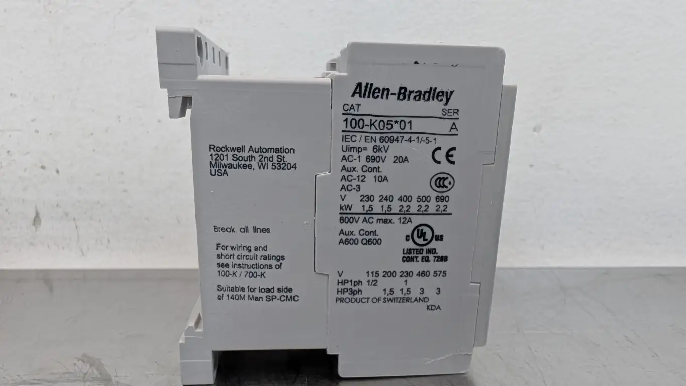 Allen-Bradley 100-K05ZJ01 Mini Contactor Ser A 1NC 24VDC Coil 5A - Image 4