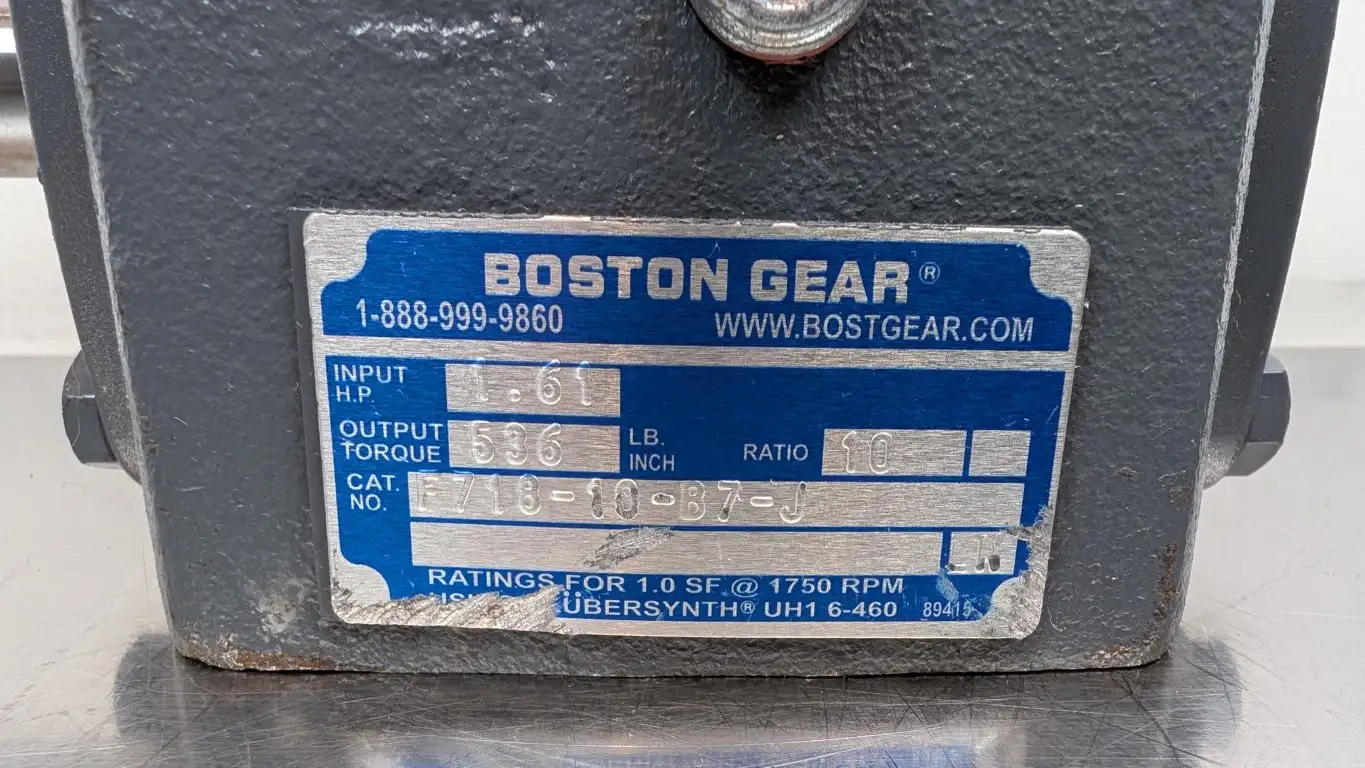Boston Gear F718-10-B7-J Speed Reducer Input 1.61HP Output Torque 536 Lb In 10:1 1750 RPM - Image 5