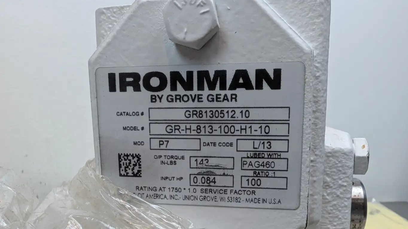 Grove Gear GR-H-813-100-H1-10 Speed Reducer Input 0.084HP Output Torque: 143 In-Lbs 100:1 Ironman - Image 4