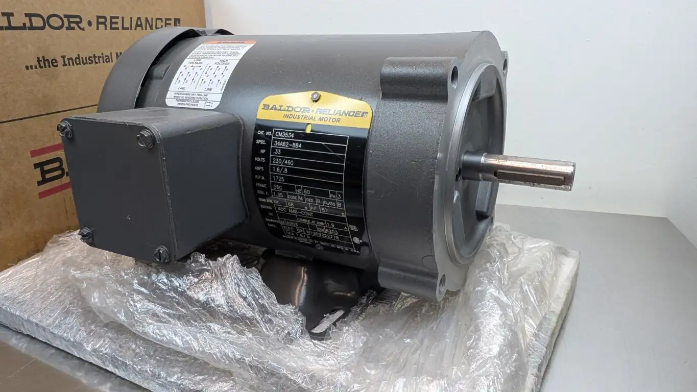 Baldor CM3534 AC Motor .33HP 1725 RPM 230/460VAC 1.6/.8A 56C - Image 2
