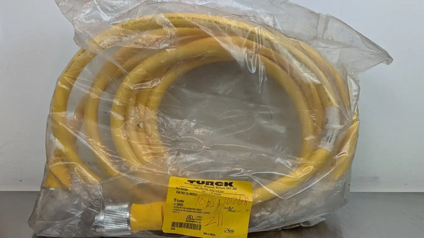 Turck RSM RKM 126-5M/S3059 Industrial Sensor Cable U-38555 1-1/8″ 12-Pin Straight Male/Female Yellow