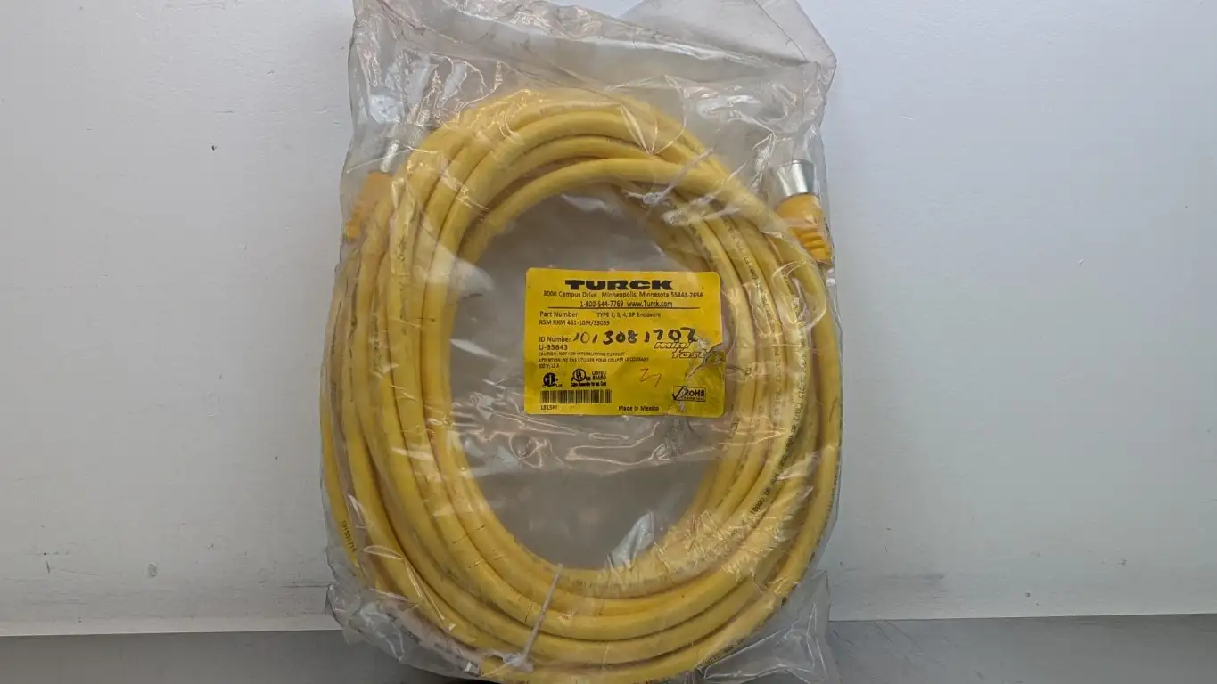 Turck RSM RKM 461-10M/S3059 Actuator and Sensor Cable U-35643 7/8″ 4-Pin Straight Male/Female Yellow