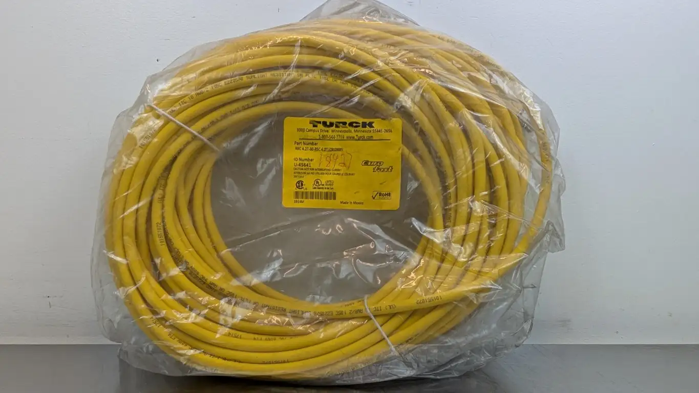 Turck RKC 4.2T-30-RSC 4.2T/CS12885 Actuator and Sensor Cordset U-45641 M12 4-Pin Male/Female Yellow