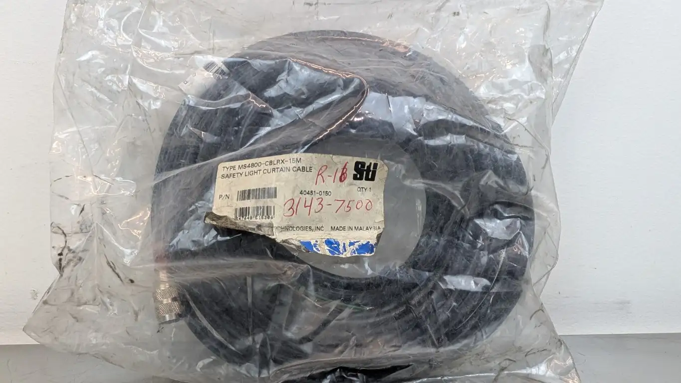 STI Omron MS4800-CBLRX-15M Safety Light Curtain Cable 40451-0150 15m 8-Pin Female to wire Black