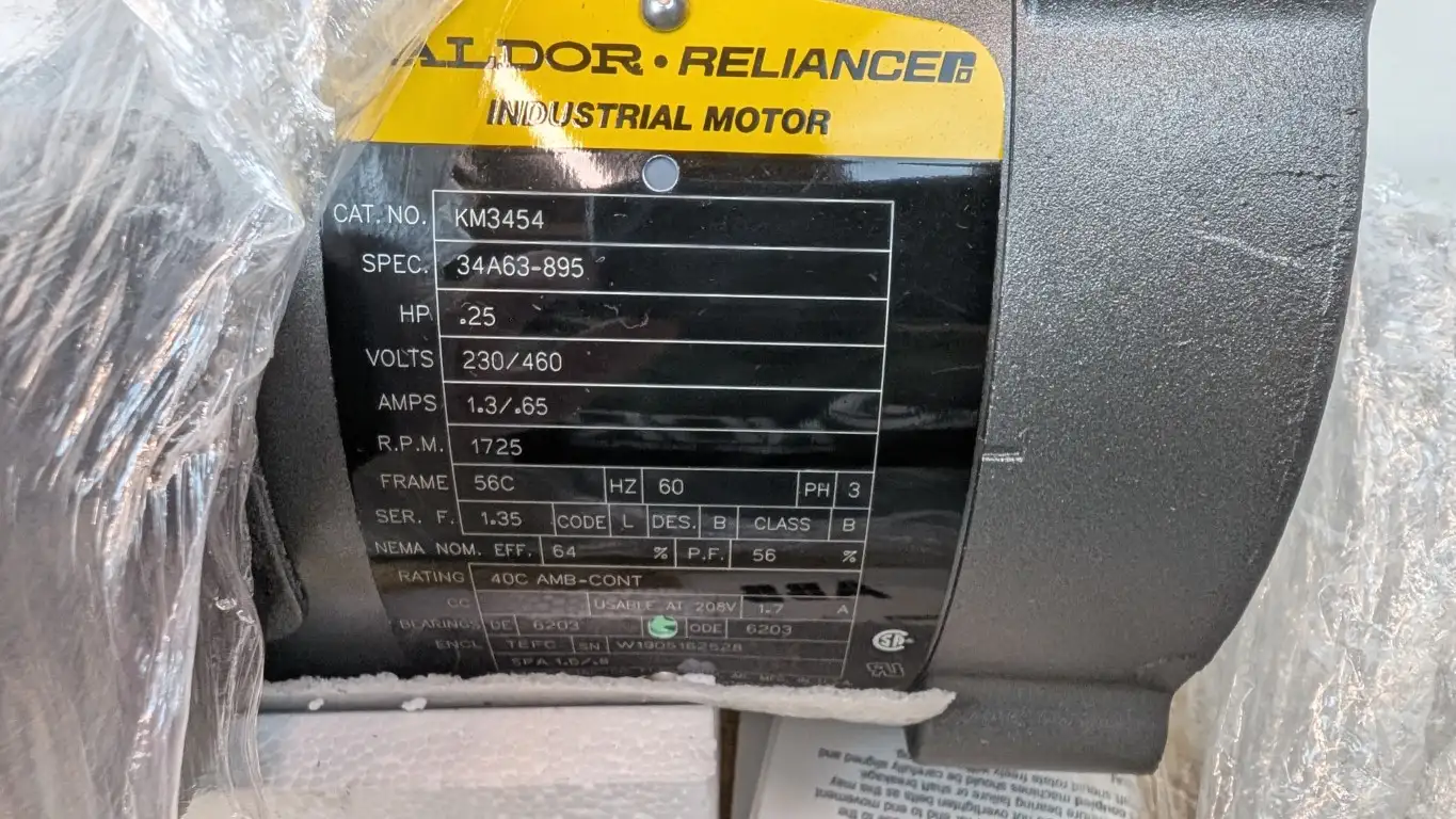 Baldor KM3454 Industrial Motor .25HP 1725 RPM 230/460VAC 1.3/.65A 56C 1/4HP - Image 4