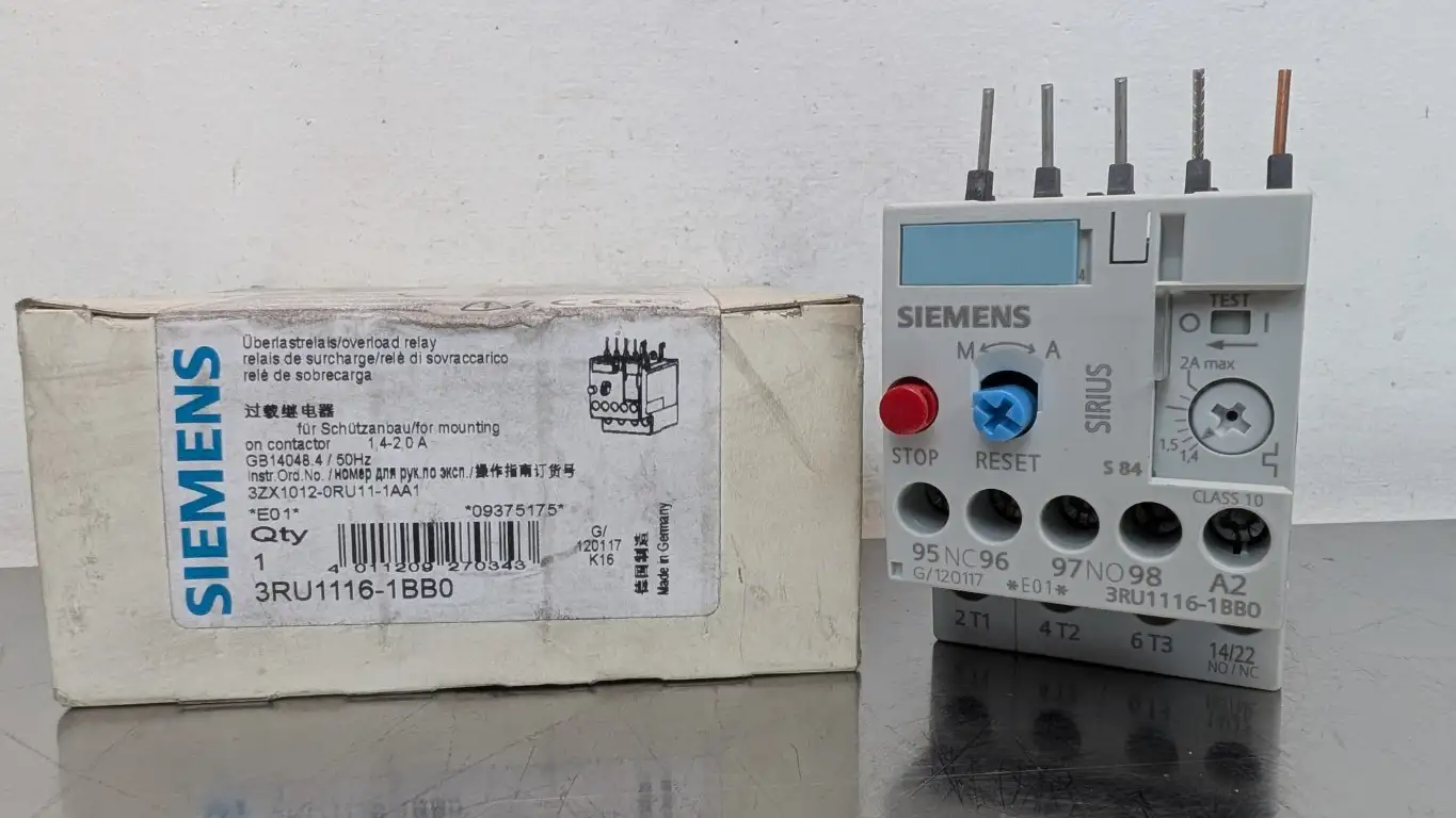 Siemens 3RU1116 1BB0 Overload Relay 1 4 2 0A NEO Surplus