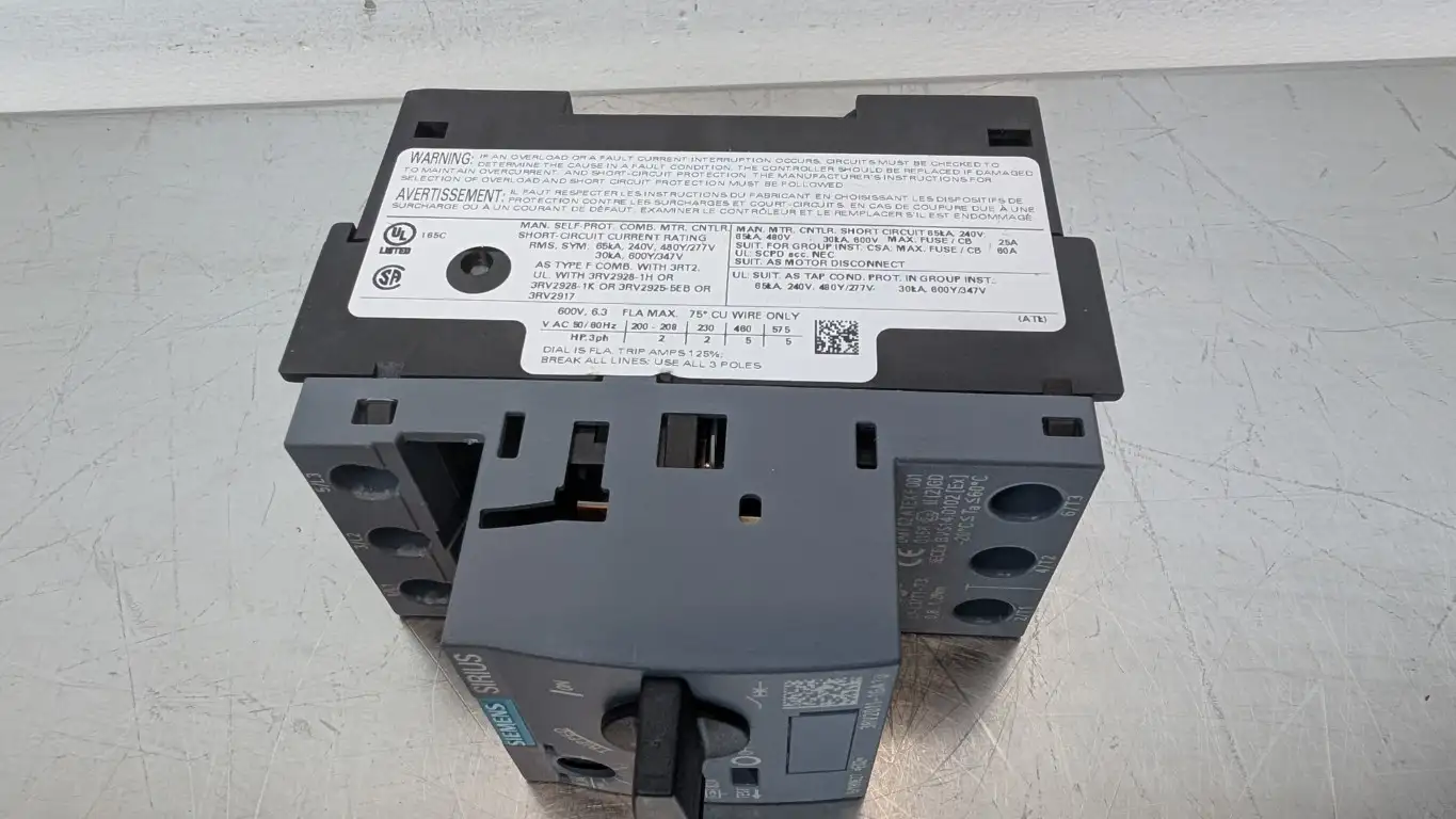 Siemens 3RV2011-1GA10 Circuit Breaker 600VAC 4.5-6.3A - Image 5