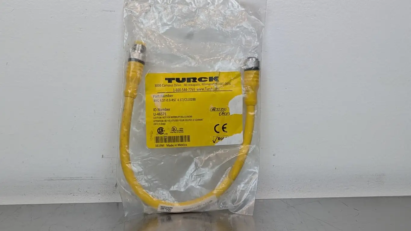 Turck TKC 4.5T-03-RSC 4.5T/CS10288 Industrial Sensor Cable U-46571 M12 Male/Female 5-Pin Straight