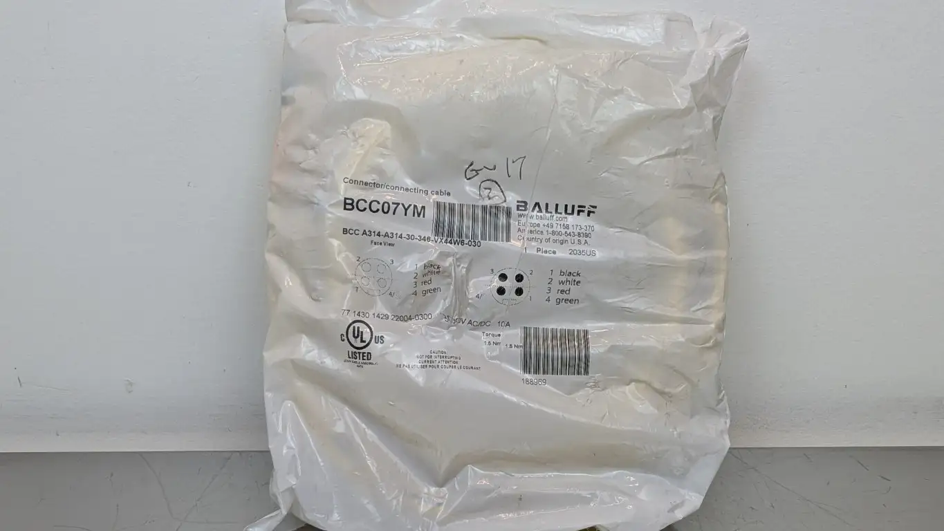 Balluff BCC07YM Cordset BCC A314-A314-30-346-VX44W6-030 7/8″ Male/Female 4-Pin 3m