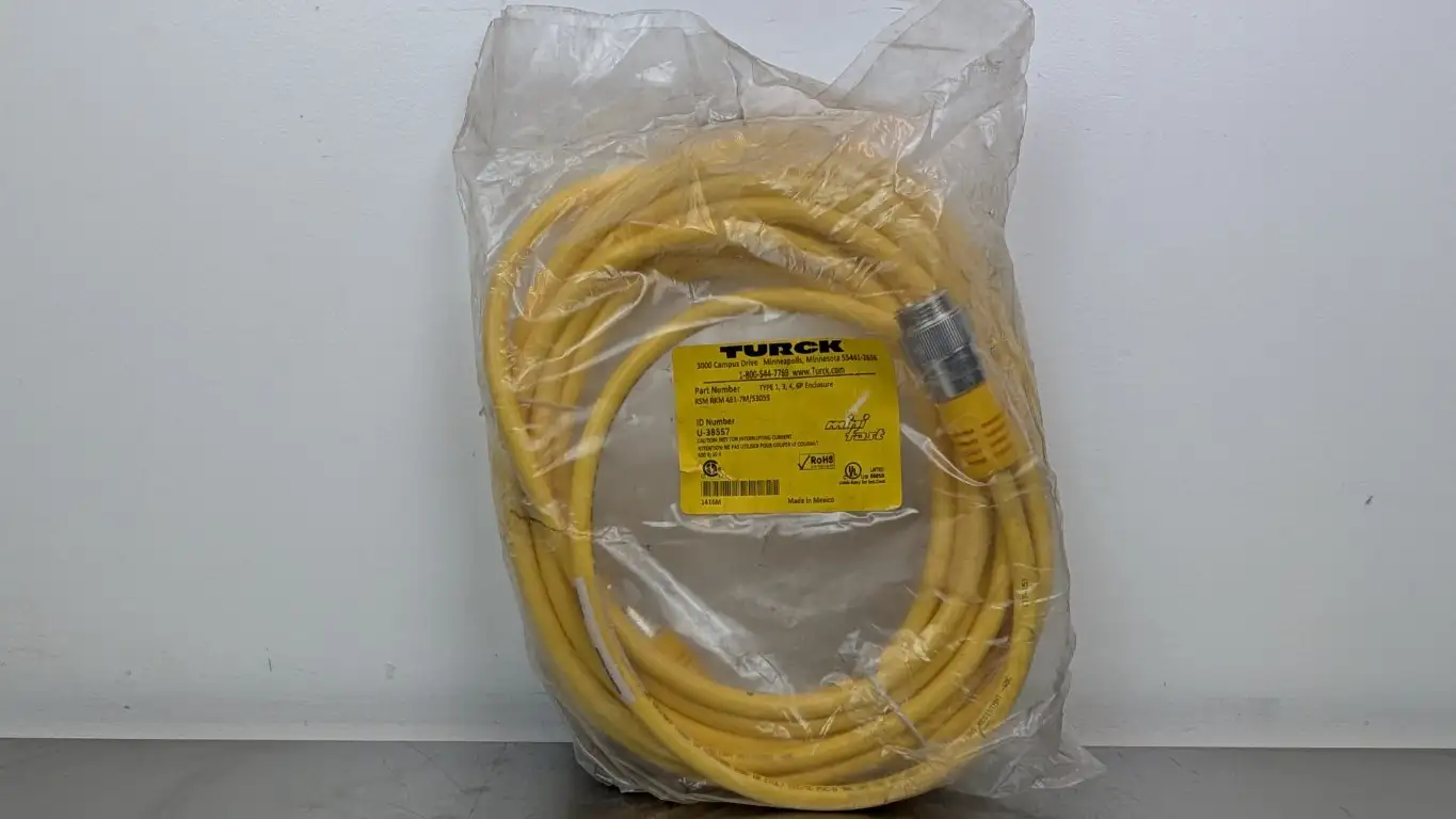 Turck RSM RKM 461-7M/S3059 Cordset U-38557 7/8″ Male/Female 4-Pin 7m Yellow