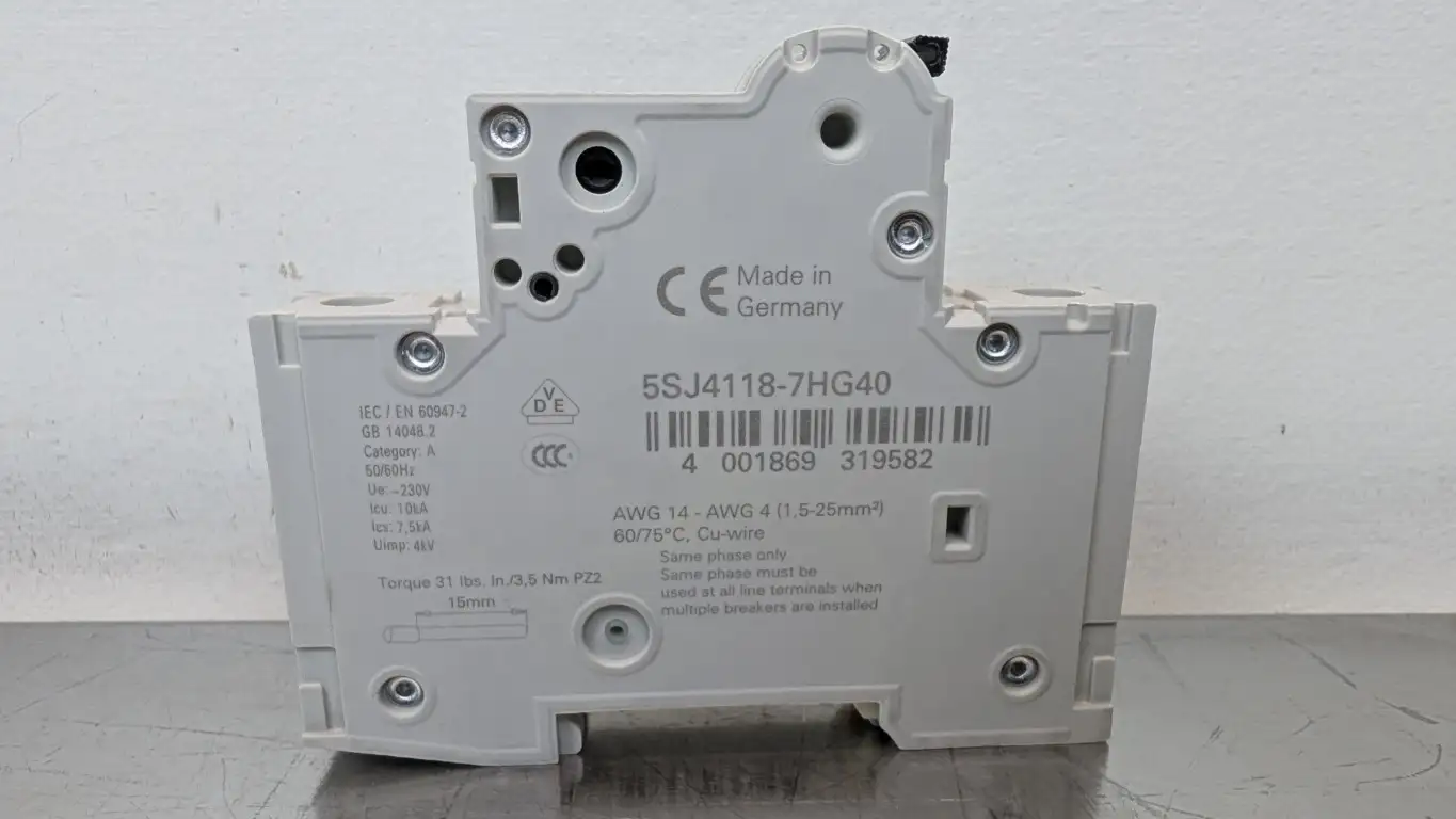 Siemens 5SJ4118-7HG40 Miniature Circuit Breaker 5SJ4 118-7HG40 240VAC 15A - Image 3