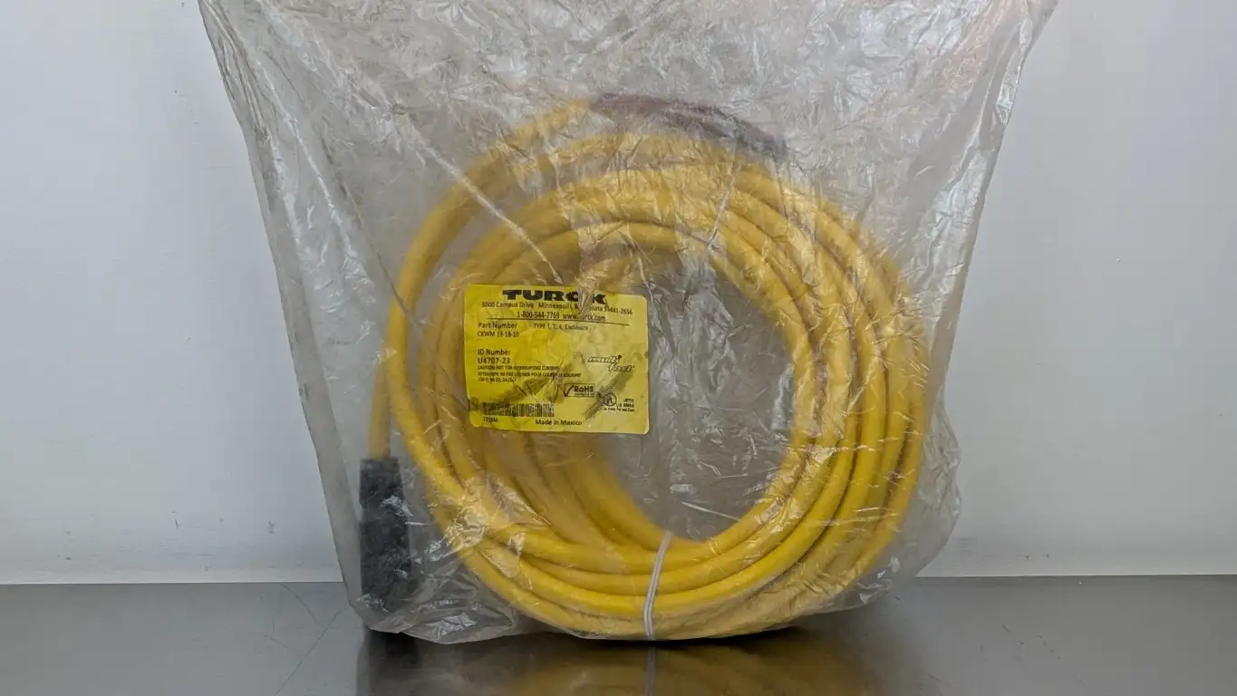 Turck CKWM 19-19-10 Cordset U4707-23 M23 Right Angle Female 19 Contacts 10m Yellow