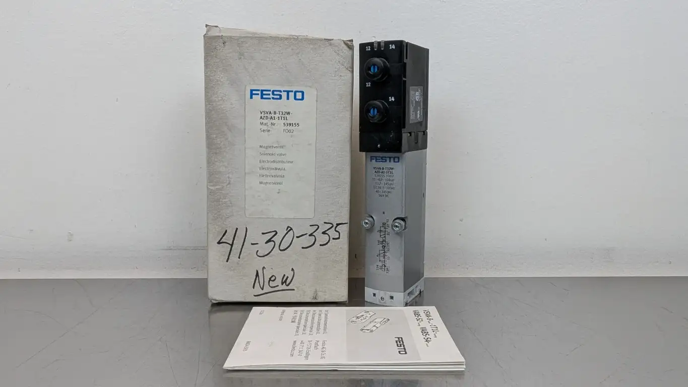 Festo VSVA-B-T32W-AZD-A1-1T1L Solenoid Valve 239155 Ser FO02 -13.7-145 PSI 24VDC