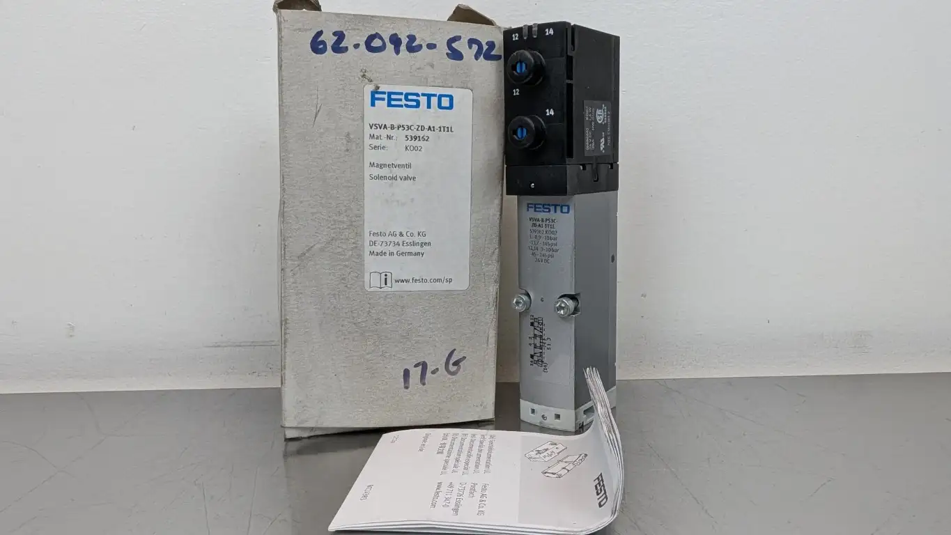 Festo VSVA-B-P53C-ZD-A1-1T1L Solenoid Valve 539162 Ser KO02 -13.7-145 PSI 24VDC